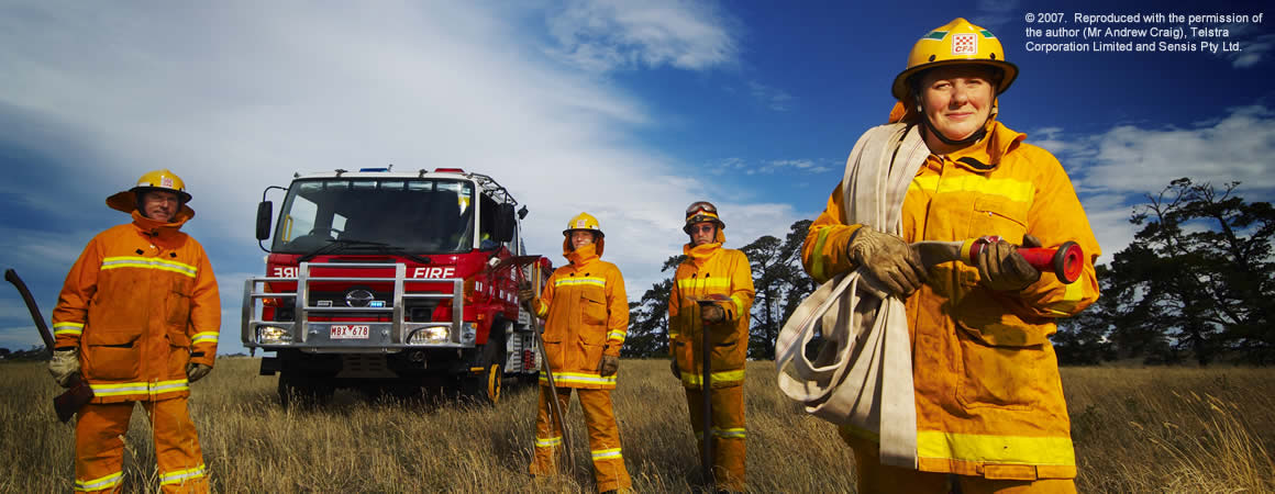 CFA crew infront of the fire tanker