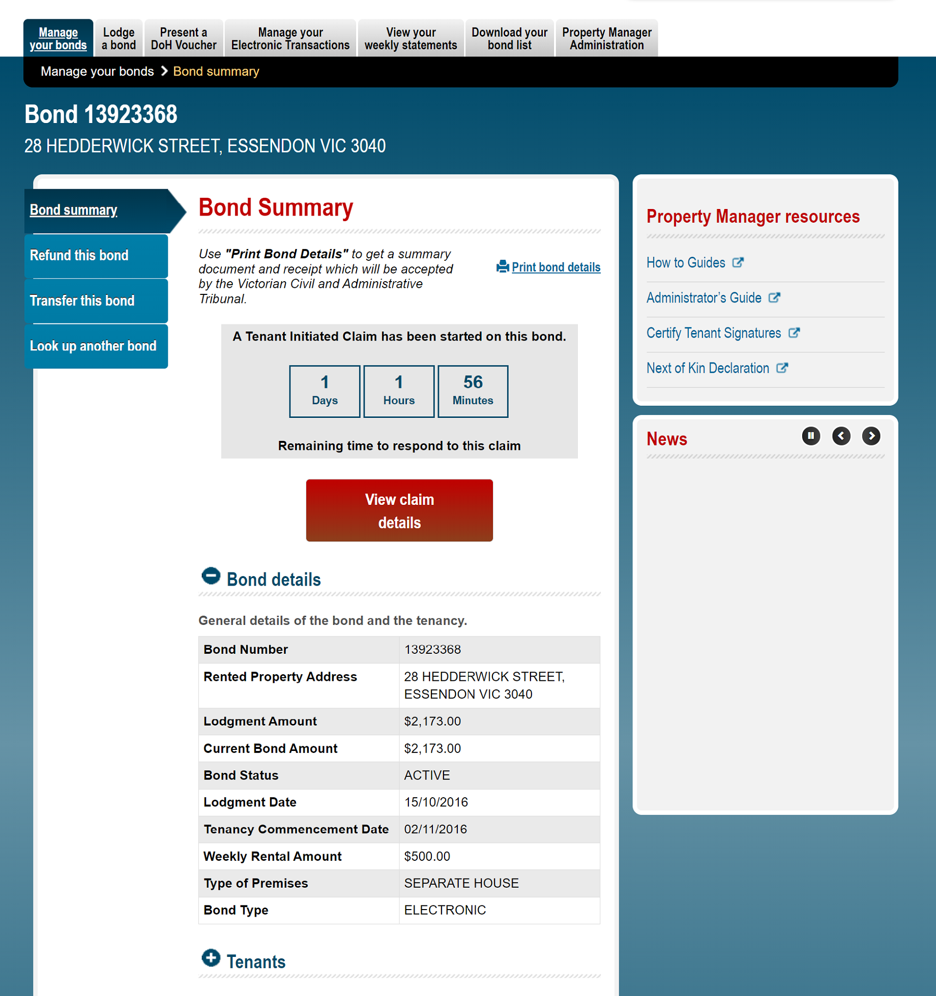 Registered rental provider guide How to view a claim initiated by the