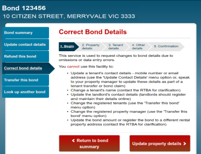 Correct bond details
