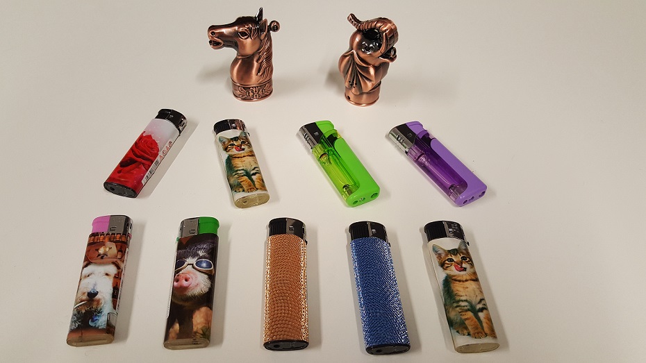 Colourful novelty and horse cigarette lighters