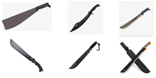 Image examples of machetes